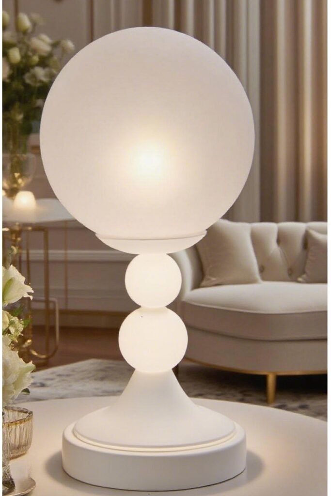 CAM ABAJUR MATAL GÖVDE DEKORATİF AYDINLATMA