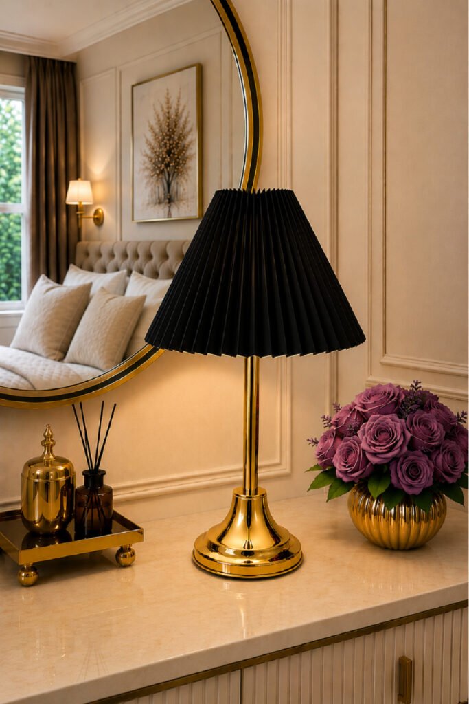 pileli metal masa abajuru gece lambası yatak odası lambası modern dekoratif abajur