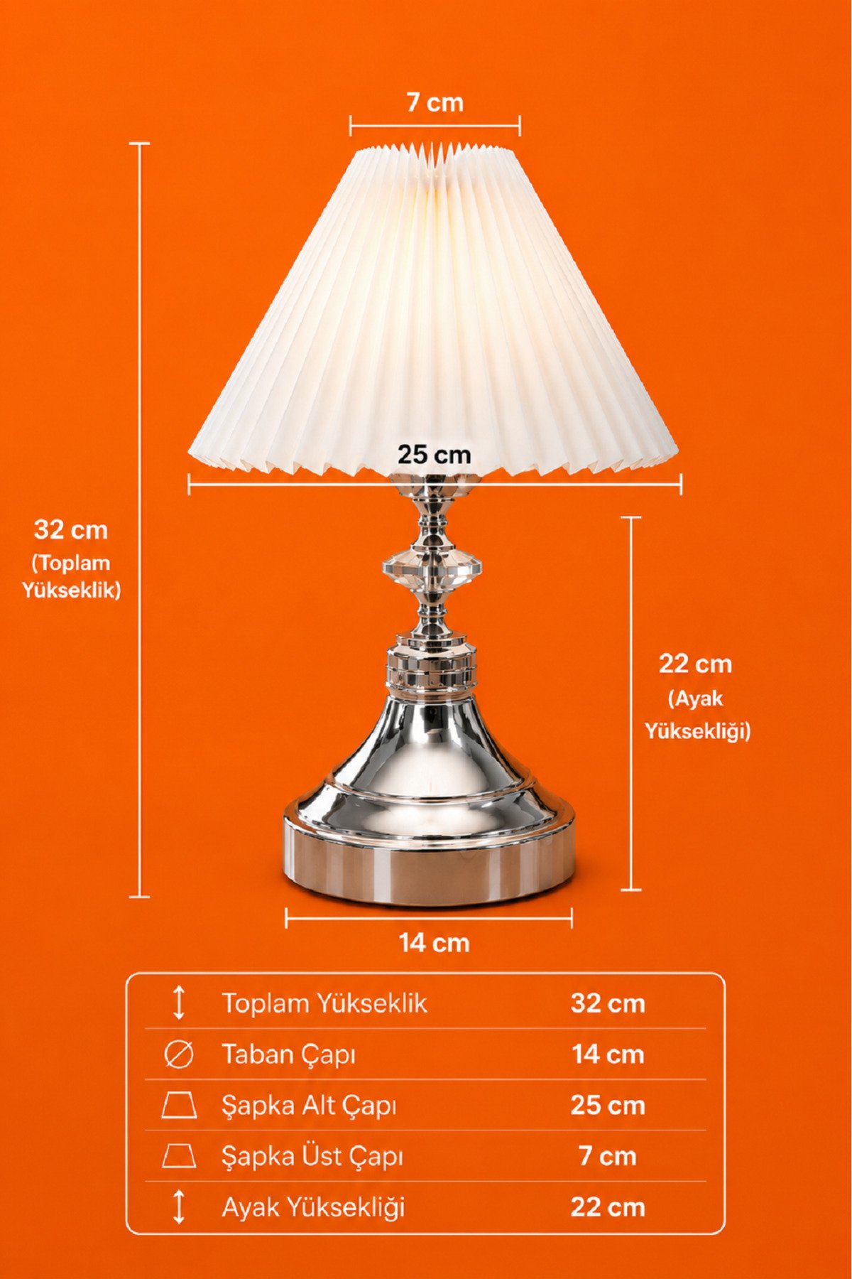 Modern kristal taş detaylı pileli şapkalı abajur gece lambası yatak başı lambası - Görsel 2